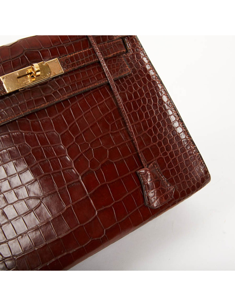 Kelly 28 HERMES alligator porosus cognac