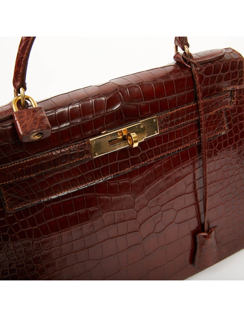 Kelly 28 HERMES alligator porosus cognac