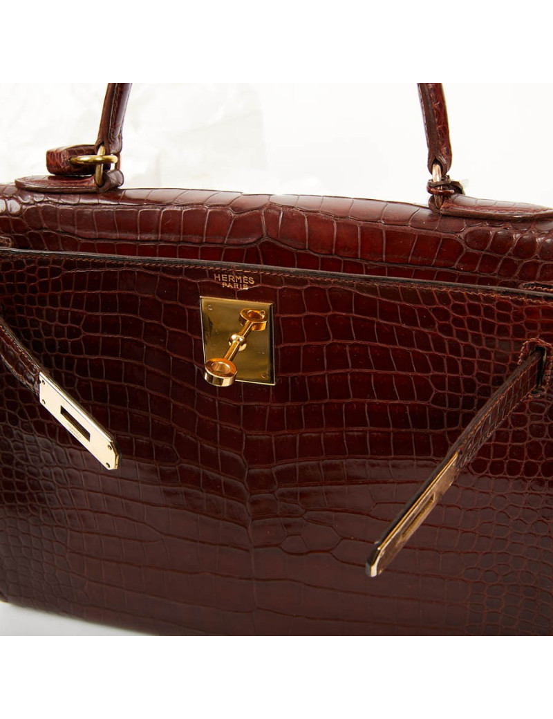Kelly 28 HERMES alligator porosus cognac