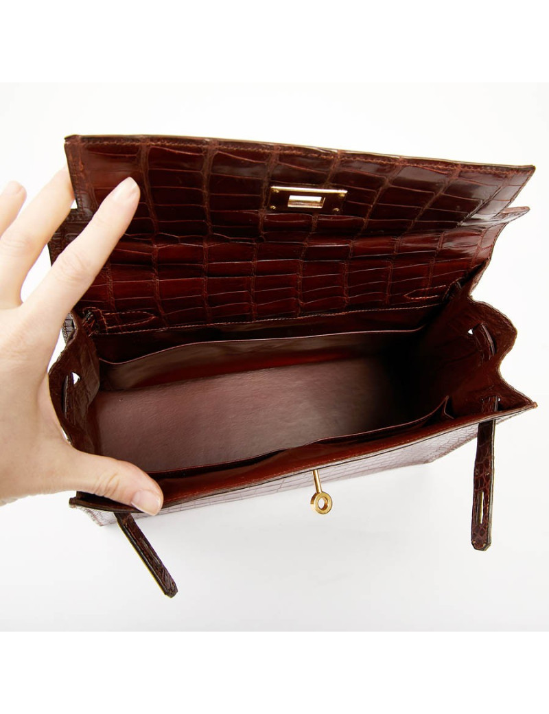 Kelly 28 HERMES alligator porosus cognac