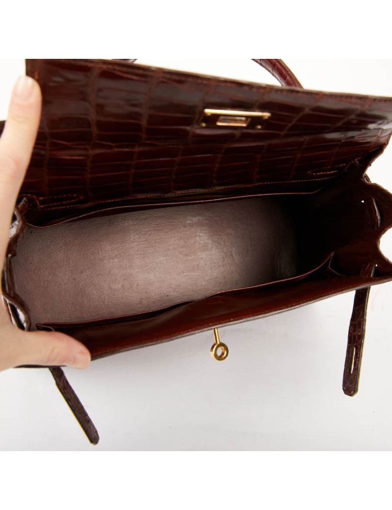Kelly 28 HERMES alligator porosus cognac
