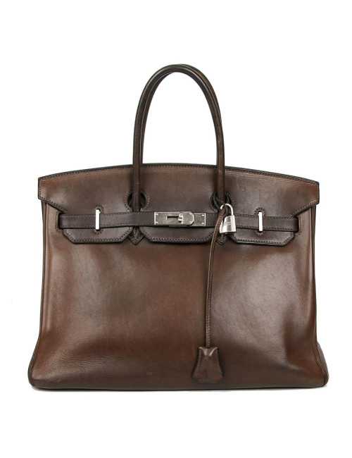 Birkin 35 HERMES occasion cuir Barenia marron