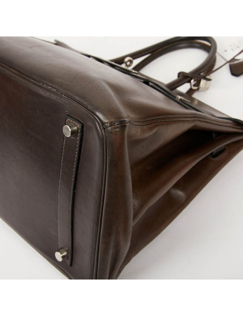 Birkin 35 HERMES occasion cuir Barenia marron