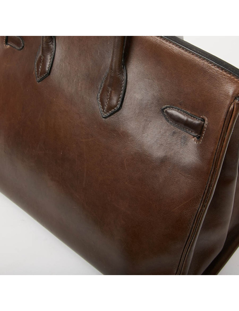 Birkin 35 HERMES occasion cuir Barenia marron