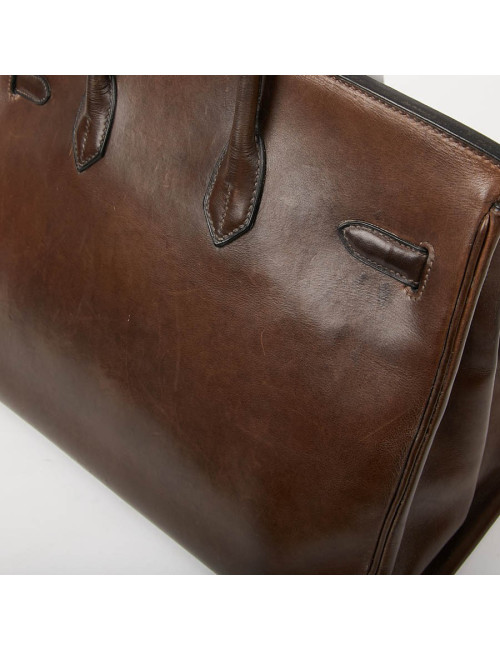 Birkin 35 HERMES occasion cuir Barenia marron