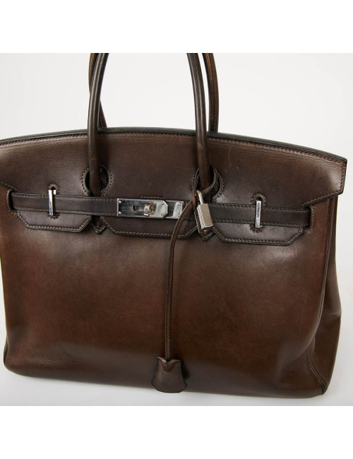 Birkin 35 HERMES occasion cuir Barenia marron