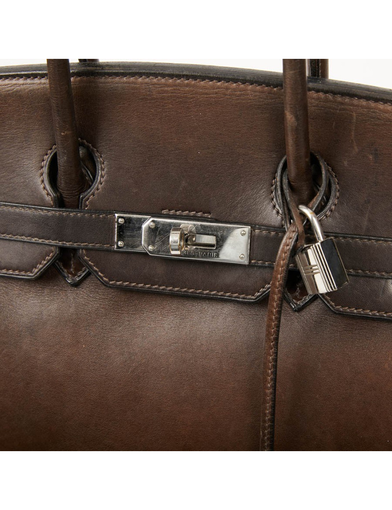 Birkin 35 HERMES occasion cuir Barenia marron