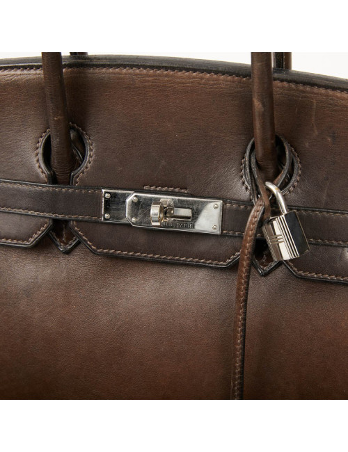 Birkin 35 HERMES occasion cuir Barenia marron