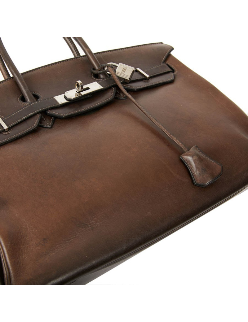 Birkin 35 HERMES occasion cuir Barenia marron