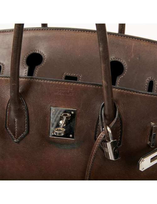 Birkin 35 HERMES occasion cuir Barenia marron