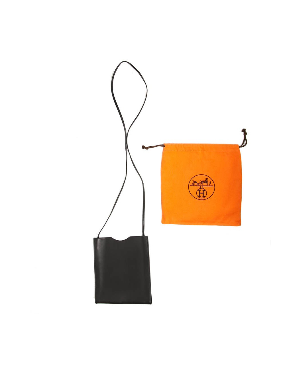 Pochette Omnitou HERMES cuir noir
