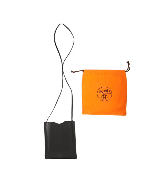 Pochette Omnitou HERMES cuir noir