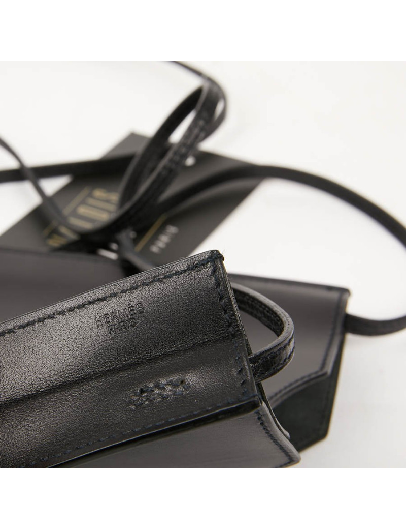 Pochette Omnitou HERMES cuir box noir