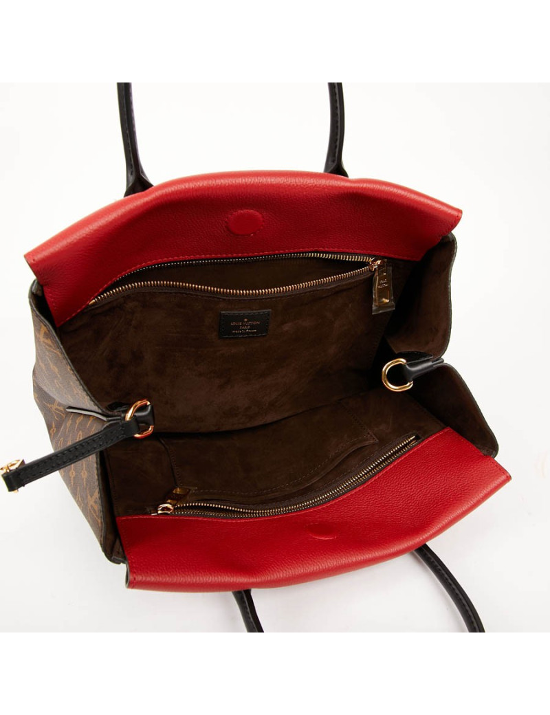 Sac LOUIS VUITTON Tote W en toile Monogram et cuir rouge