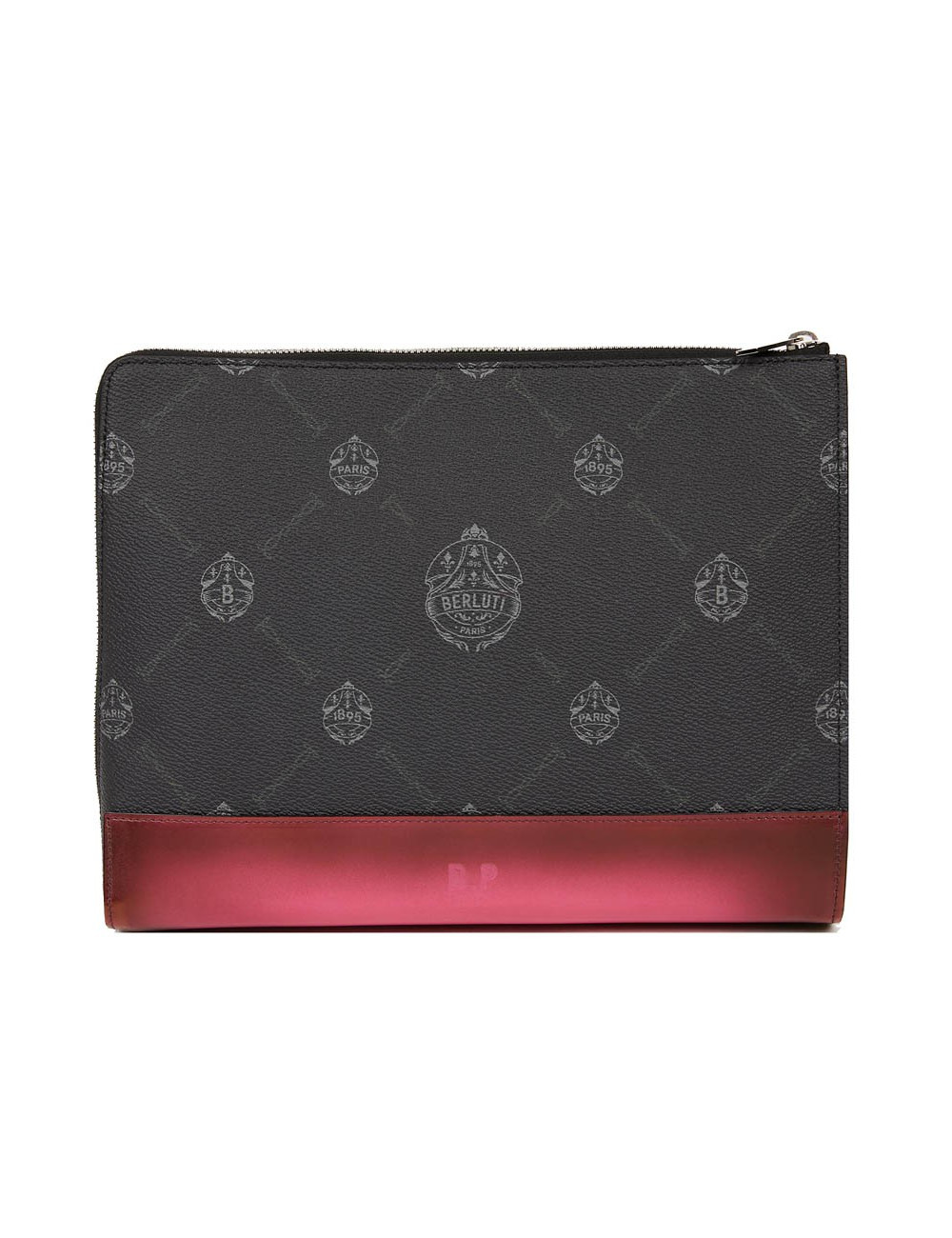 Pochette Nino BERLUTI en toile et cuir framboise