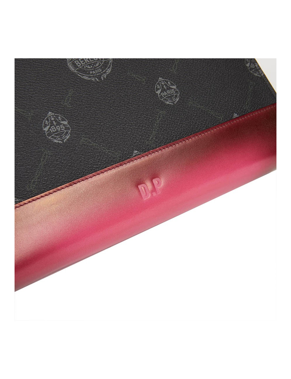 Pochette Nino BERLUTI en toile et cuir framboise