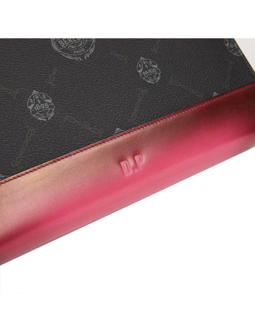 Pochette Nino BERLUTI en toile et cuir framboise