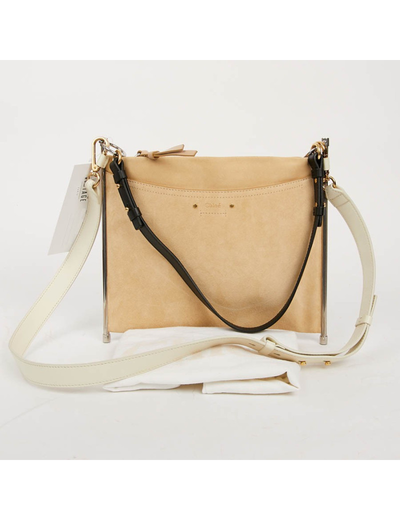 CHLOE Roy bag in Beige Suede and Leather