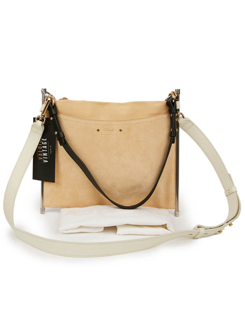 CHLOE Roy bag in Beige Suede and Leather