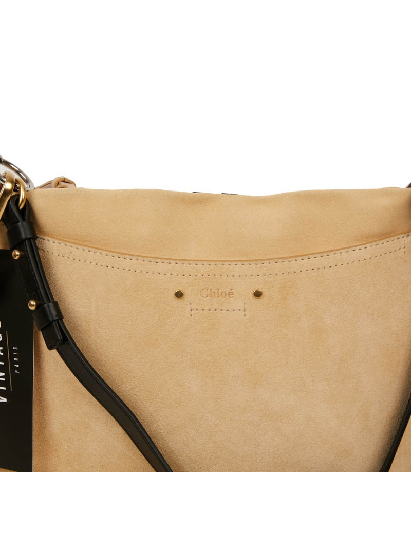 CHLOE Roy bag in Beige Suede and Leather