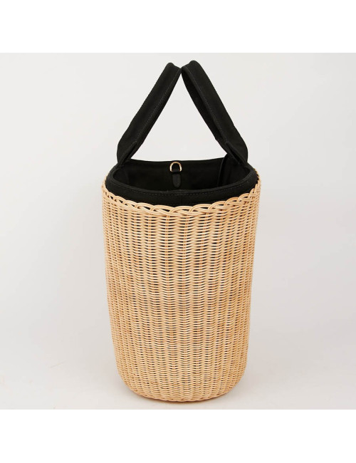 Sac Oscar PRADA en osier et doublure en tissu noir