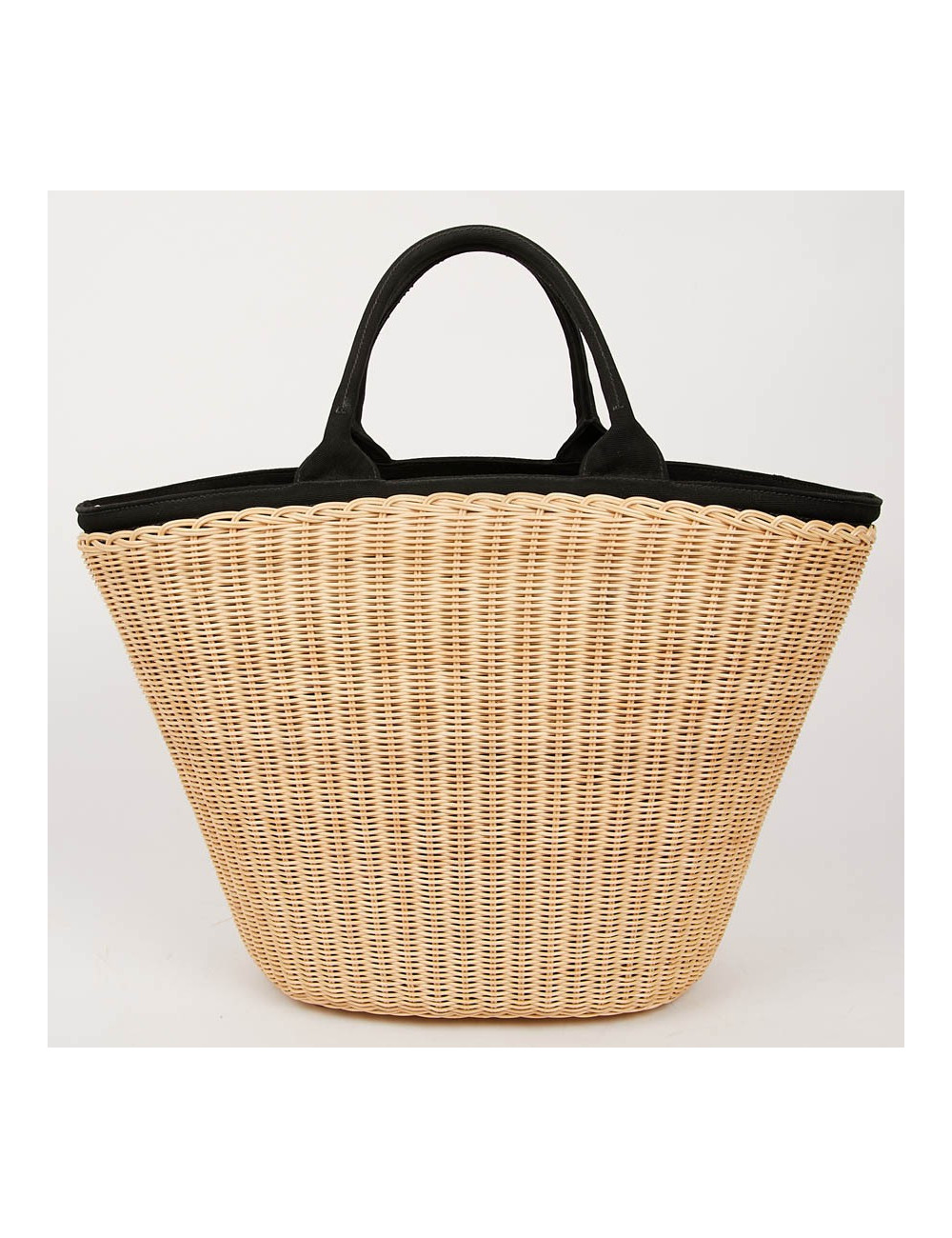 Sac Oscar PRADA en osier et doublure en tissu noir