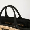 PRADA Bag in Natural Wicker and Black Cotton Canvas