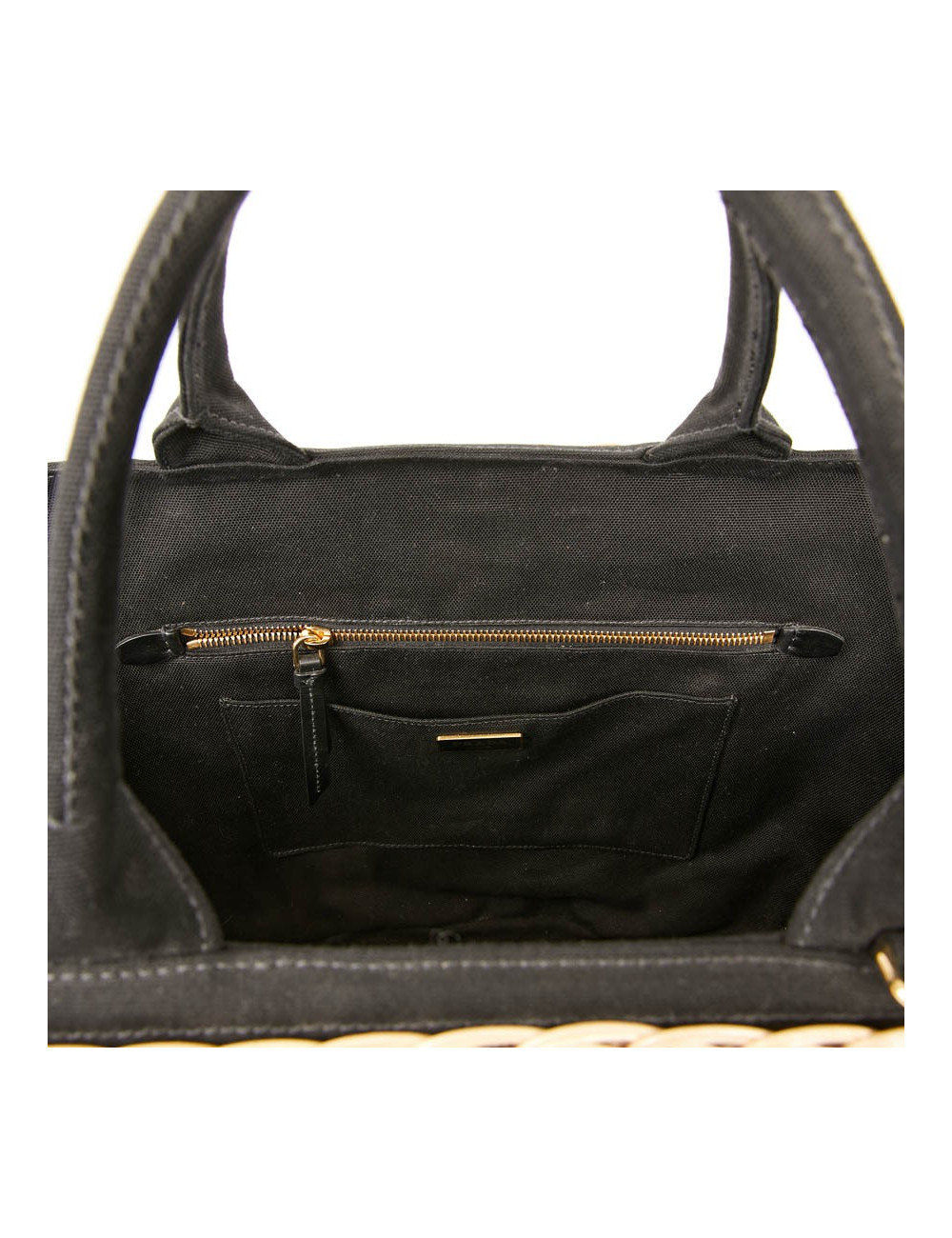 Sac Oscar PRADA en osier et doublure en tissu noir