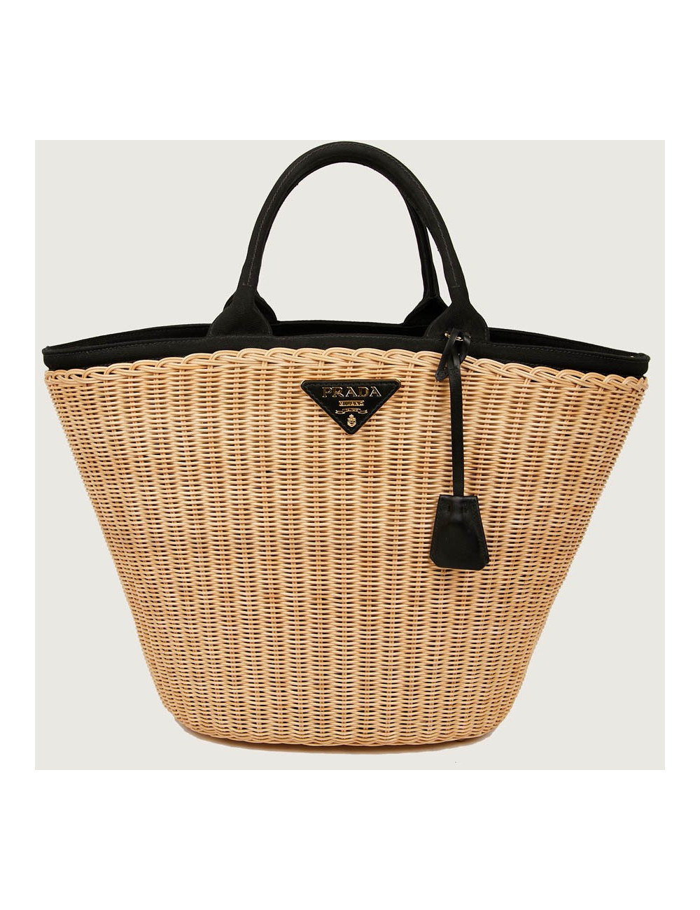 Sac Oscar PRADA en osier et doublure en tissu noir