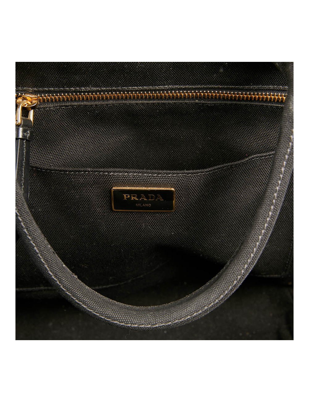 PRADA Bag in Natural Wicker and Black Cotton Canvas