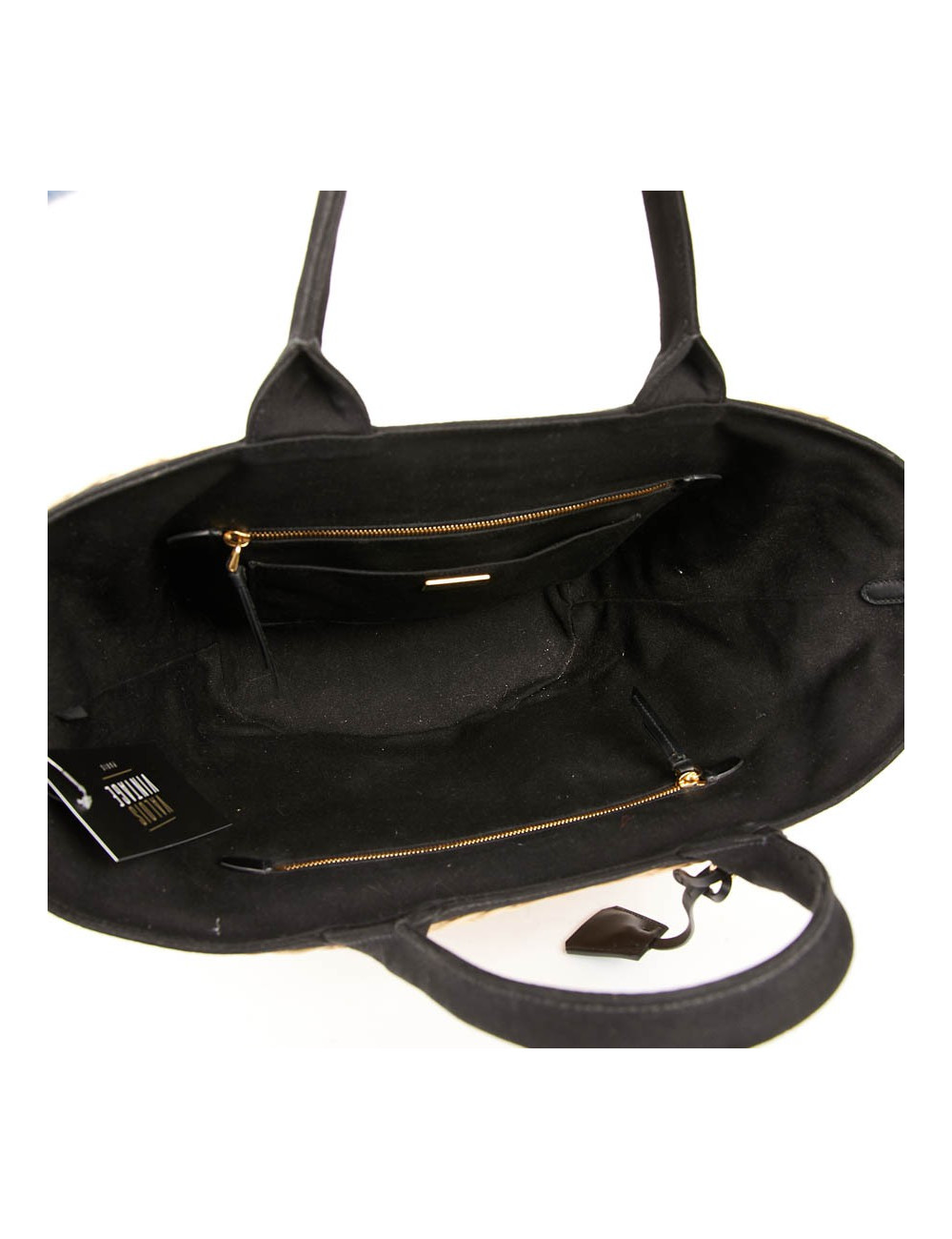 Sac Oscar PRADA en osier et doublure en tissu noir