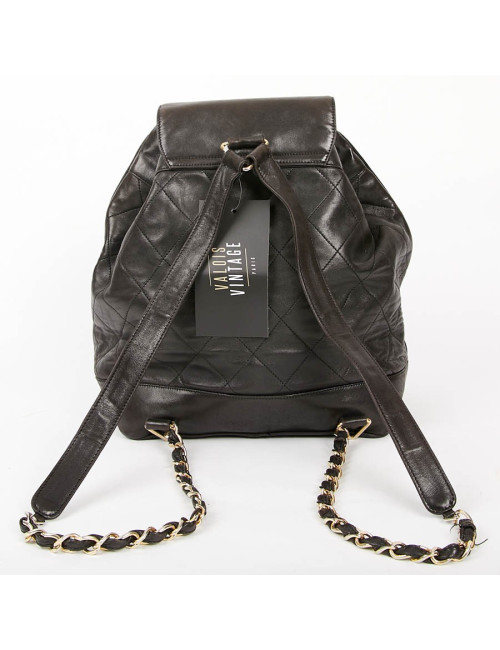 Sac à dos CHANEL vintage cuir noir