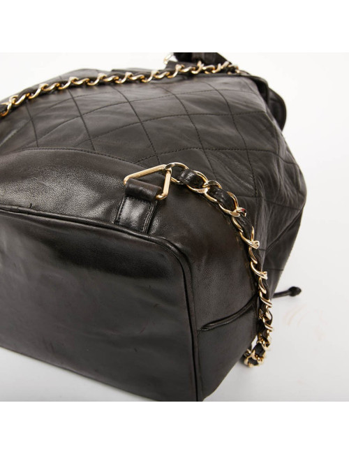 Sac à dos CHANEL vintage cuir noir