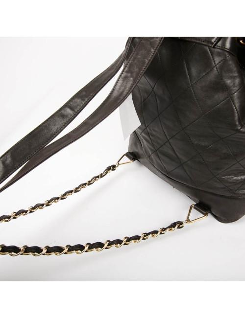 Sac à dos CHANEL vintage cuir noir