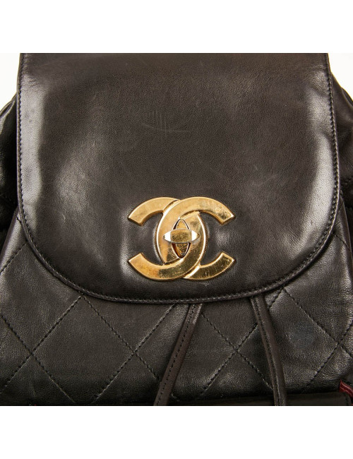 Sac à dos CHANEL vintage cuir noir