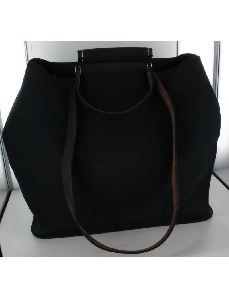 Sac Cabag HERMES en toile bleu marine GM