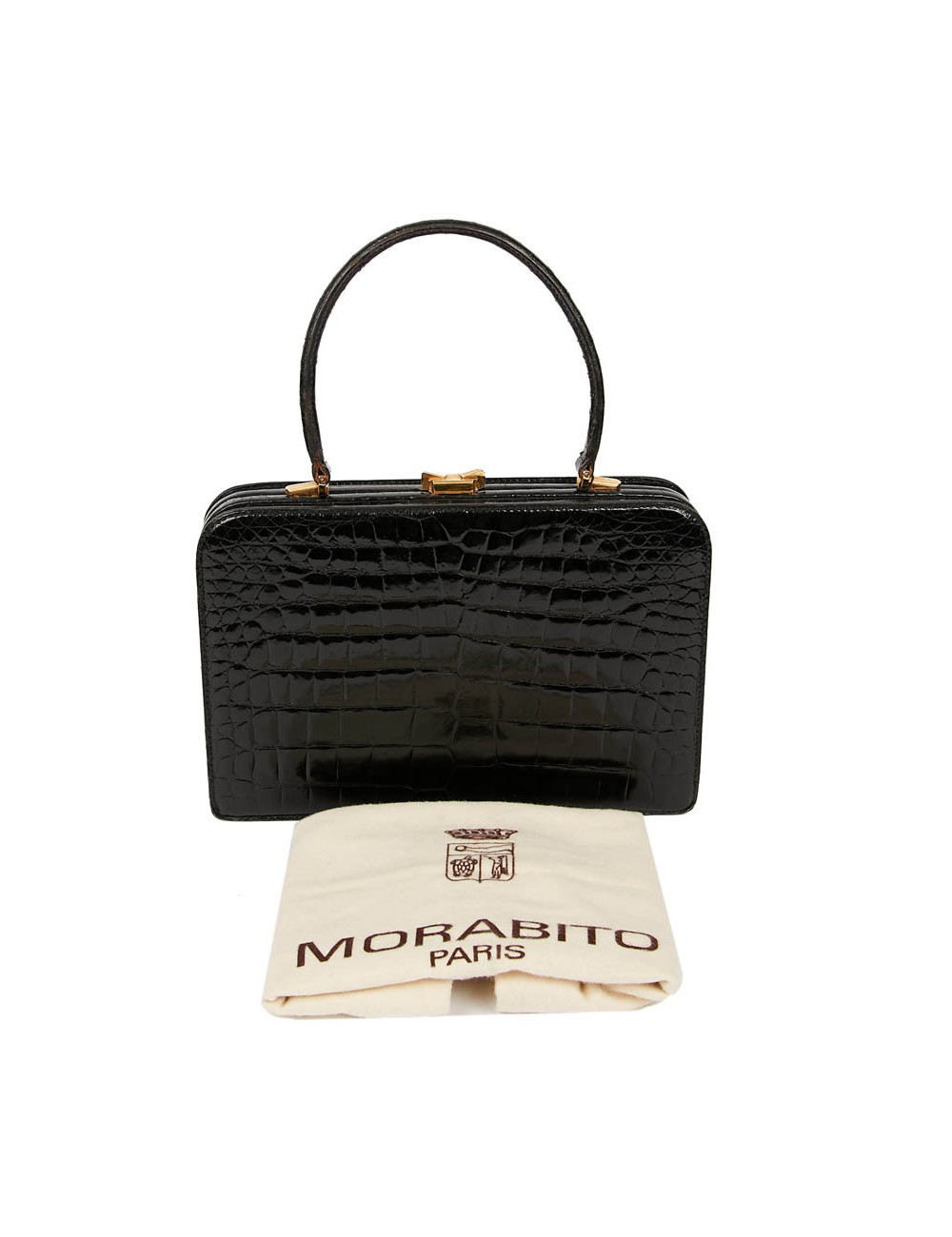 Sac MORABORITO crocodile porosus noir Vintage
