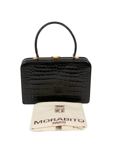 Sac MORABORITO crocodile porosus noir Vintage
