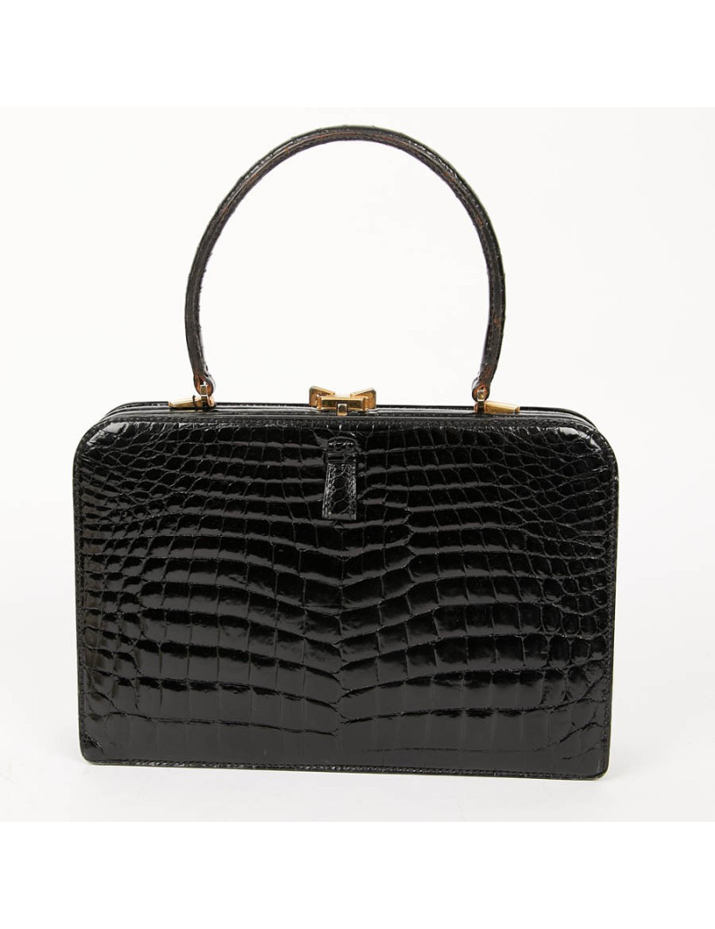 Sac MORABORITO crocodile porosus noir Vintage