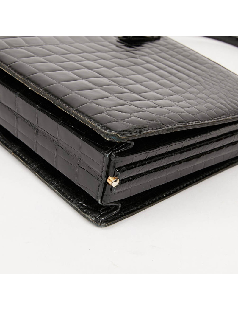 Sac MORABORITO crocodile porosus noir Vintage