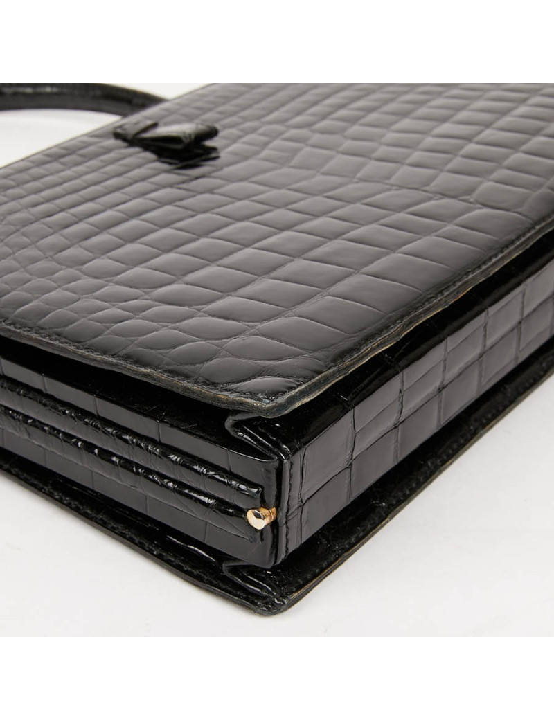 Sac MORABORITO crocodile porosus noir Vintage