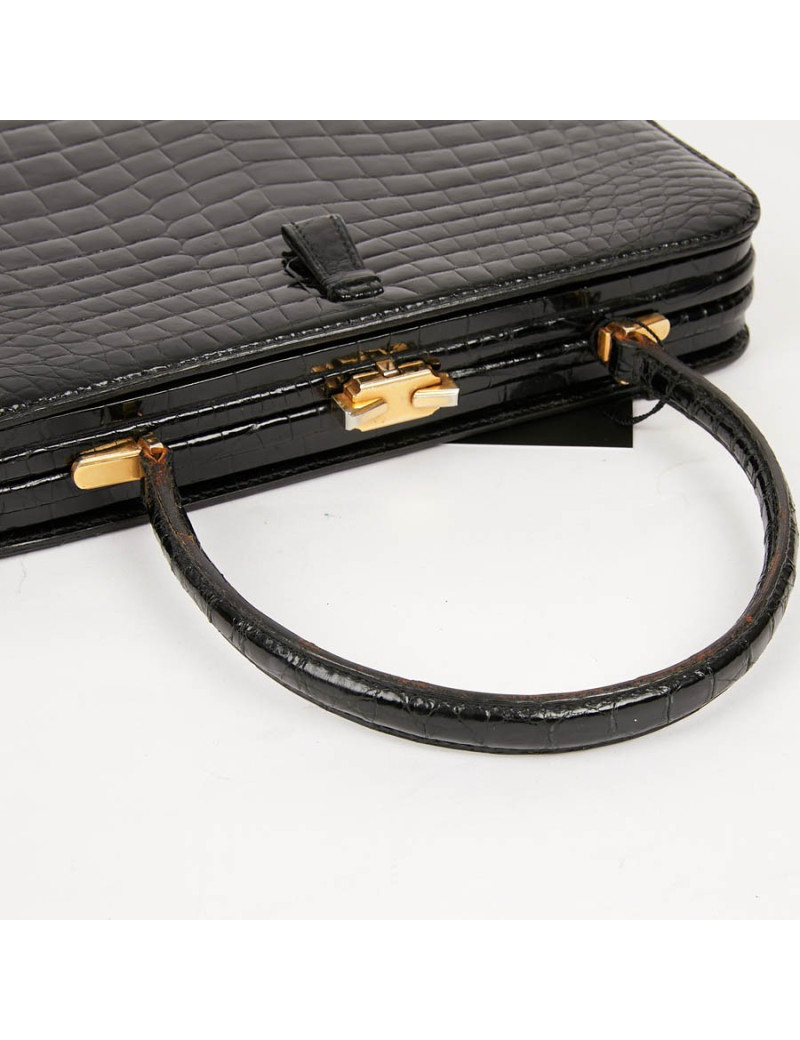 Sac MORABORITO crocodile porosus noir Vintage