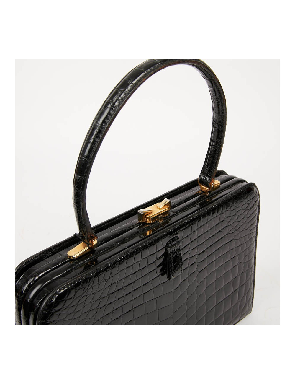 MORABITO Black crocodile vintage handbag
