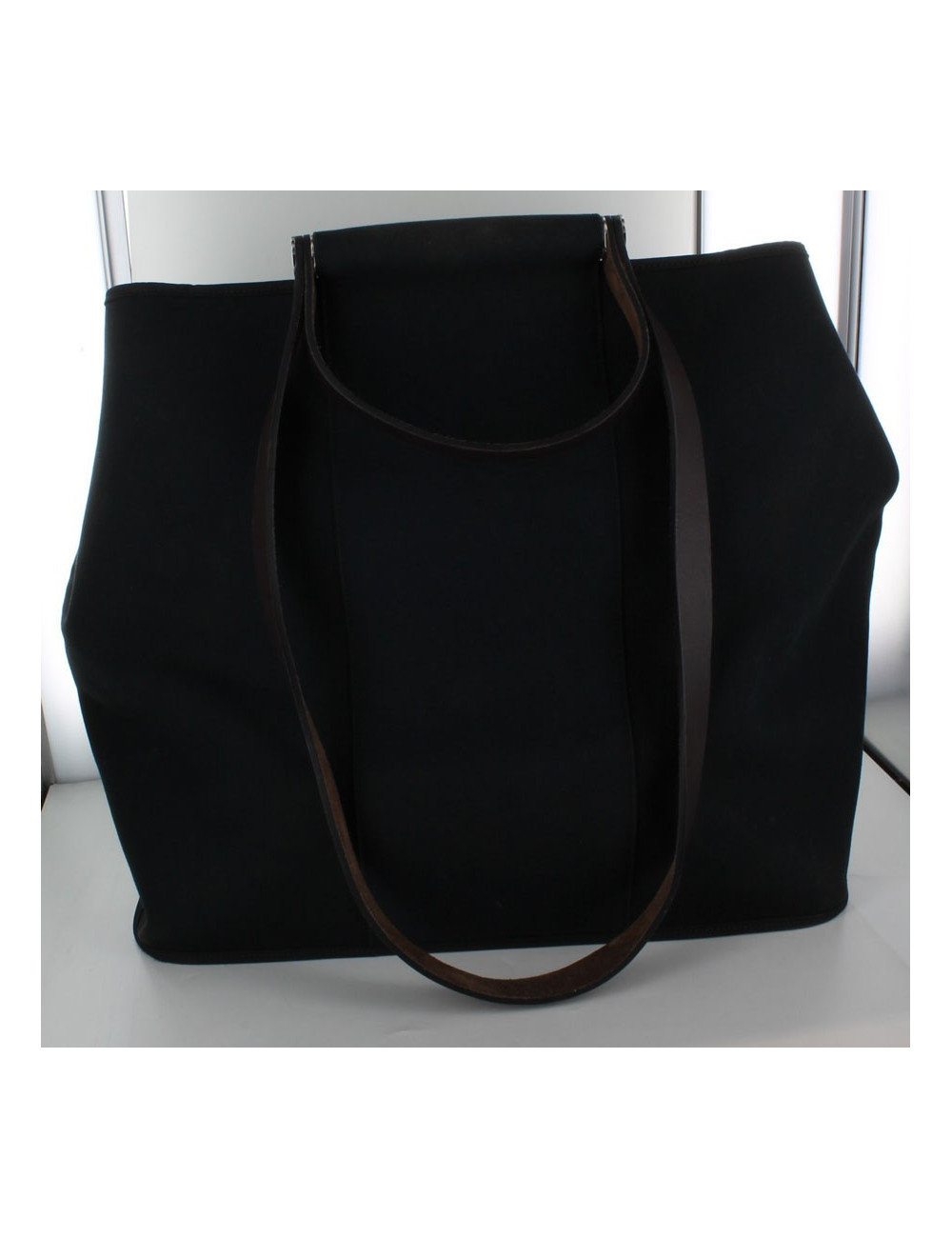 Sac Cabag HERMES en toile bleu marine GM