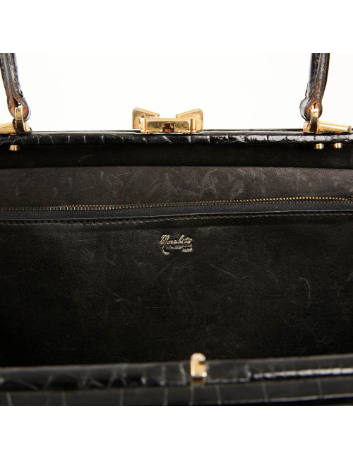 Sac MORABORITO crocodile porosus noir Vintage