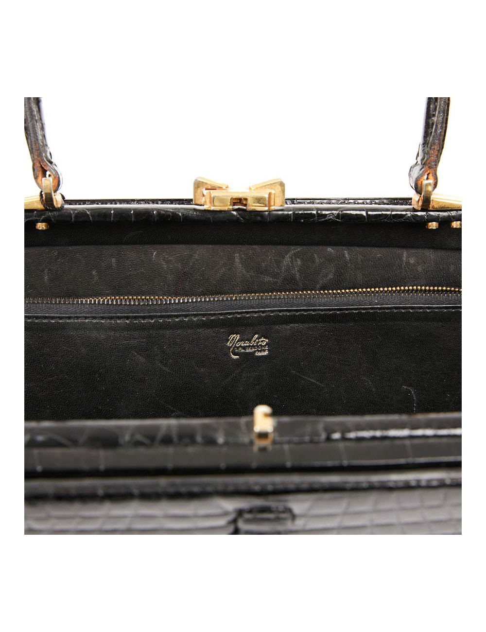 MORABITO Black crocodile vintage handbag