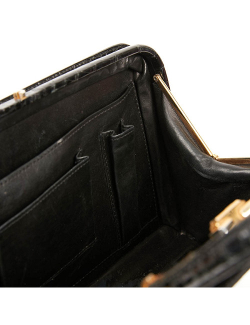 MORABITO Black crocodile vintage handbag