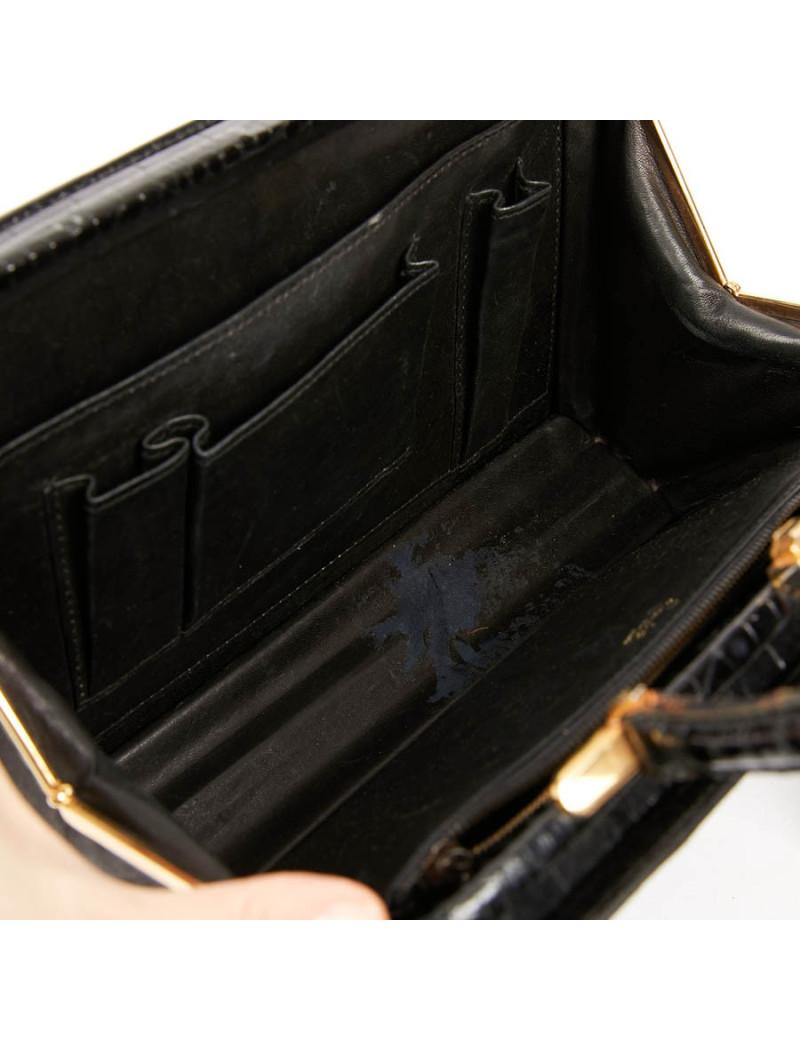 Sac MORABORITO crocodile porosus noir Vintage