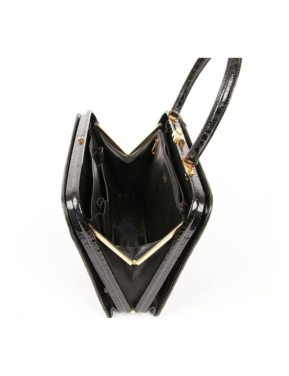 MORABITO Black crocodile vintage handbag