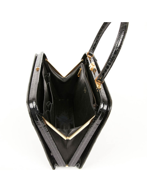 Sac MORABORITO crocodile porosus noir Vintage